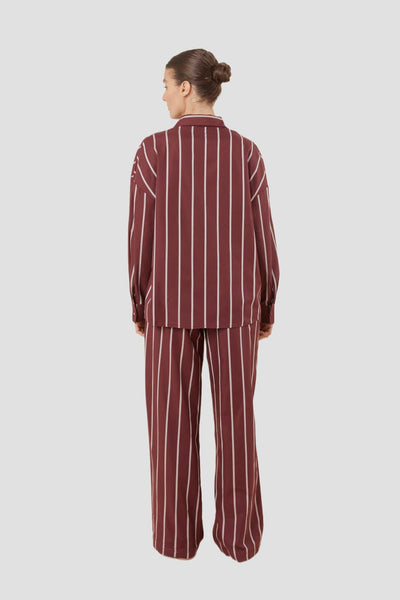 Chloe Cotton Striped Pj Set - Burgundy - image 4