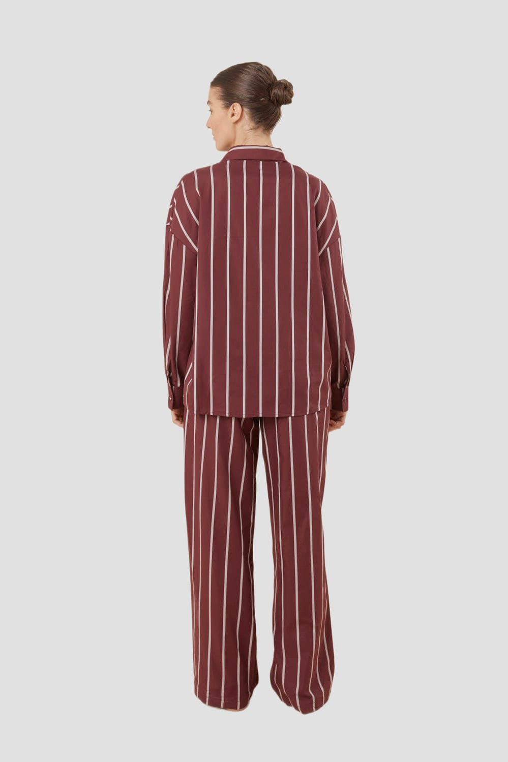 Chloe Cotton Striped Pj Set - Burgundy - image 4