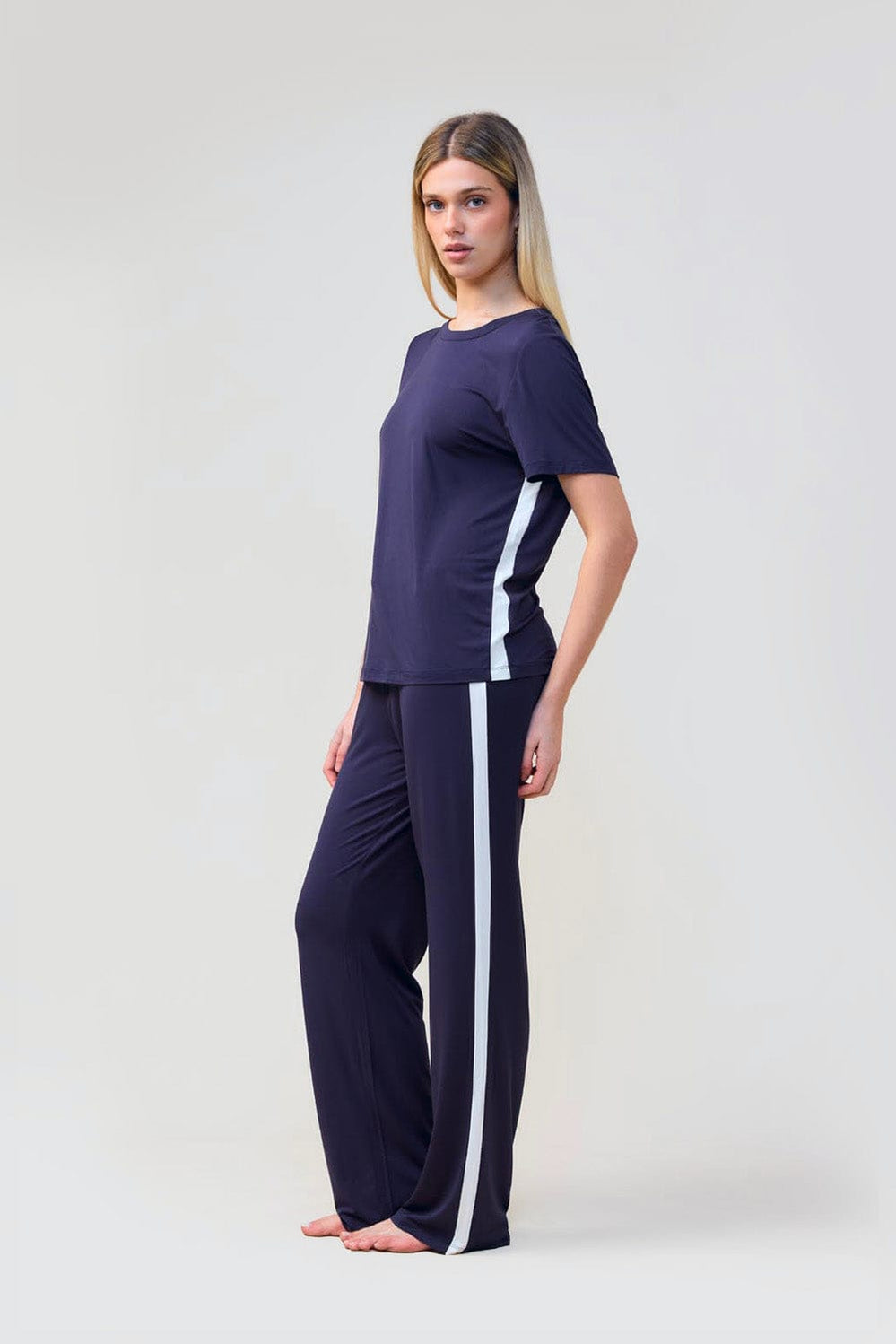Bronte Bamboo Tshirt With Stripe - Navy - image 3