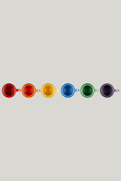 Stoneware Rainbow Set Of 6 Coupe Mugs 320ml - Rainbow - image 3