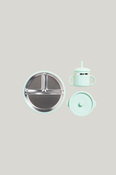 Fun Firsts Stainless Steel Feeding Set - Mint - image 1