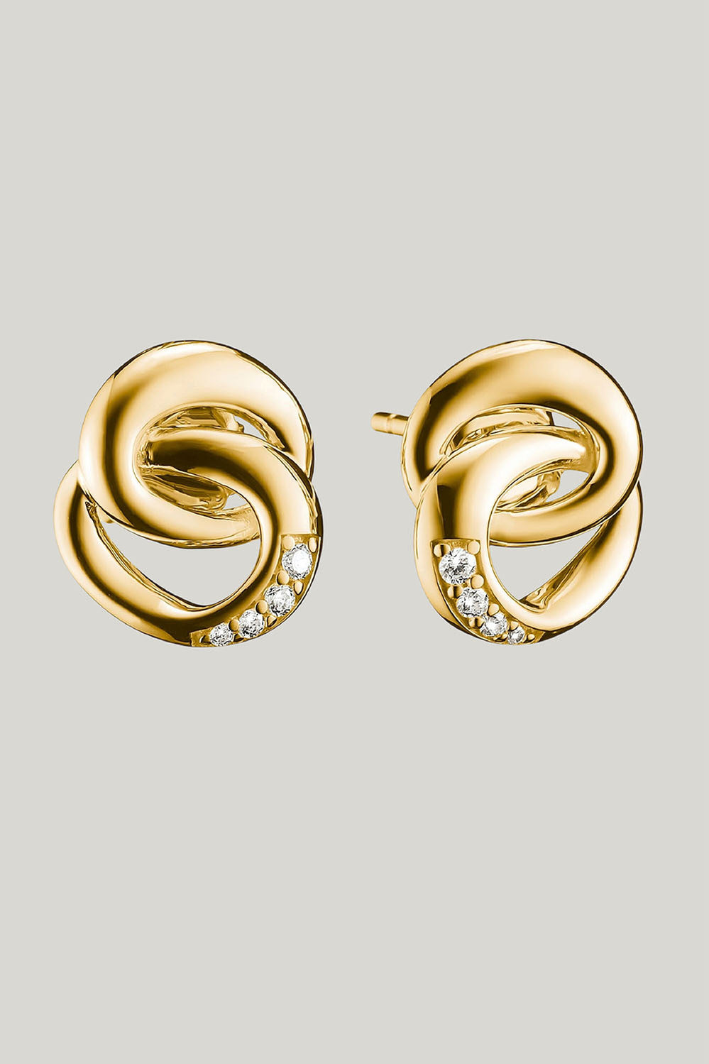 Ear Studs Together With Zirconia In Gold - Gold - image 1