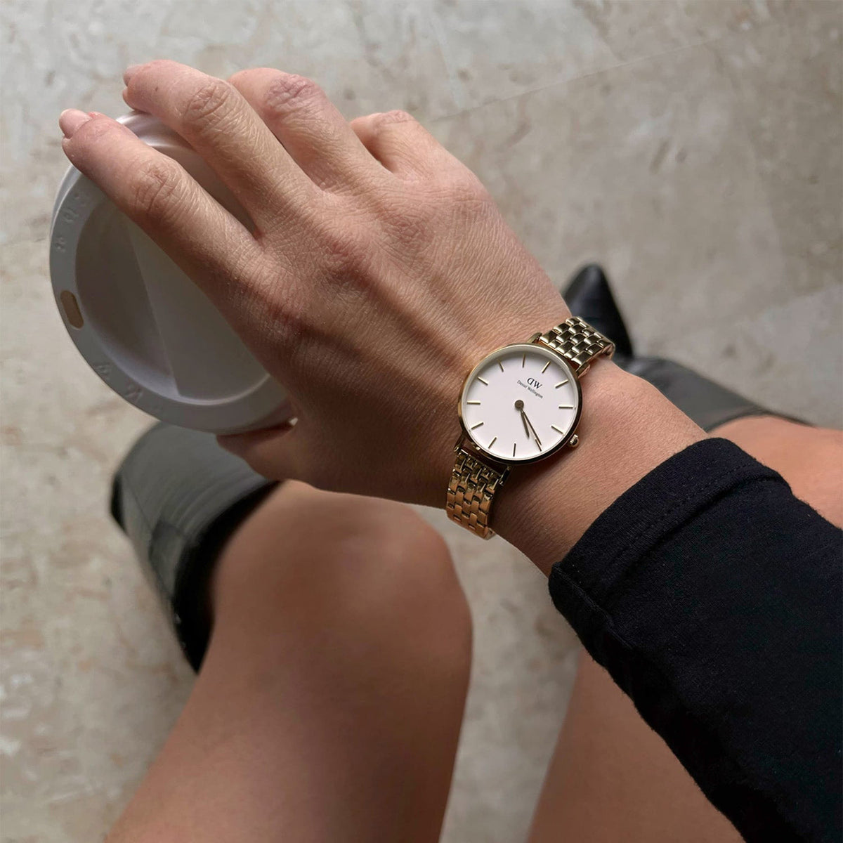 Petite 28 5-link Gold & White Watch - Gold - image 2