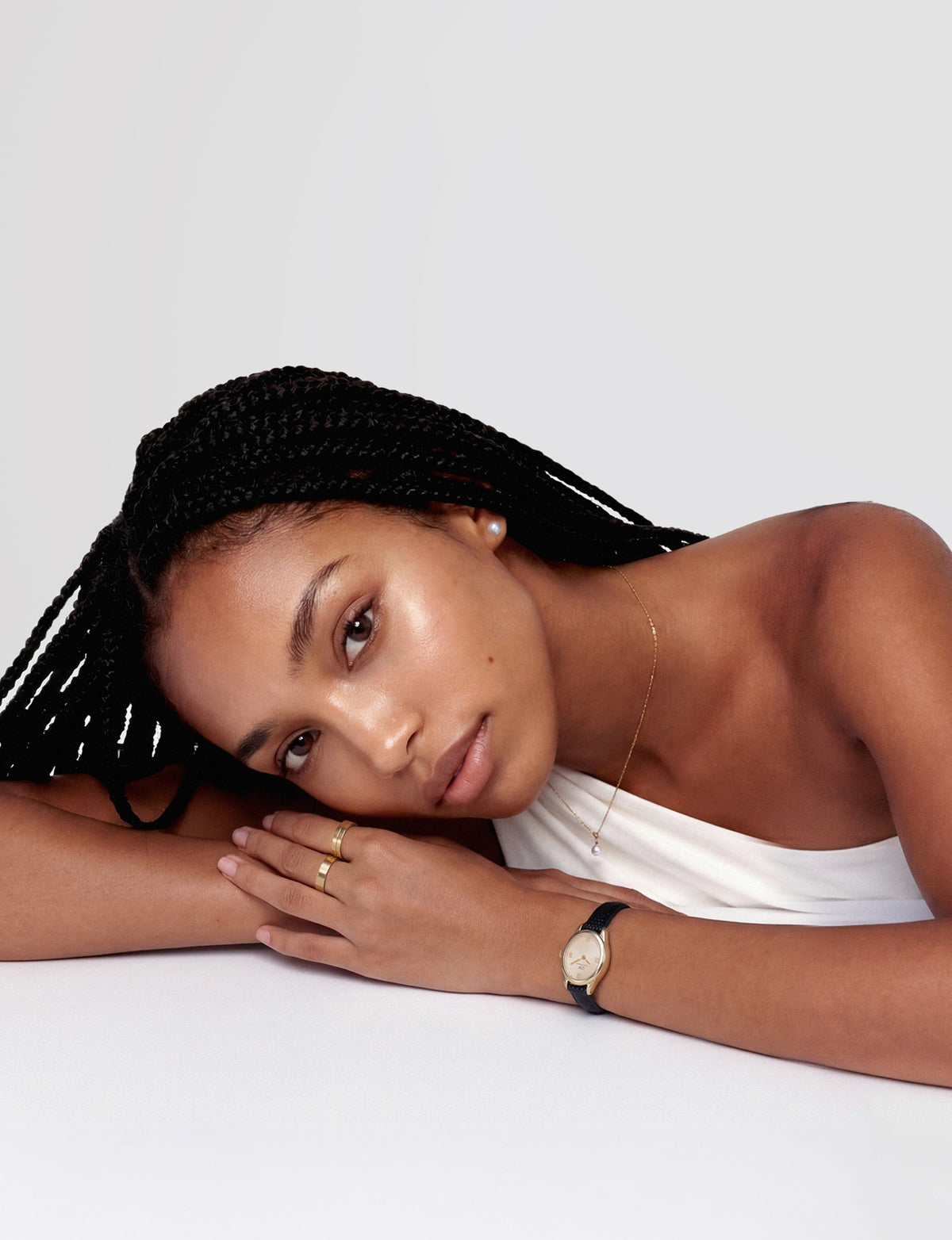 Ophelia Mini Black Leather & Gold Watch - Gold - image 3
