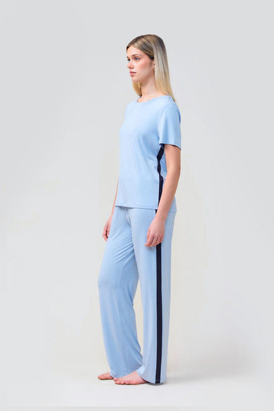 Inez Bamboo Pant With Stripe - Blue - image 3