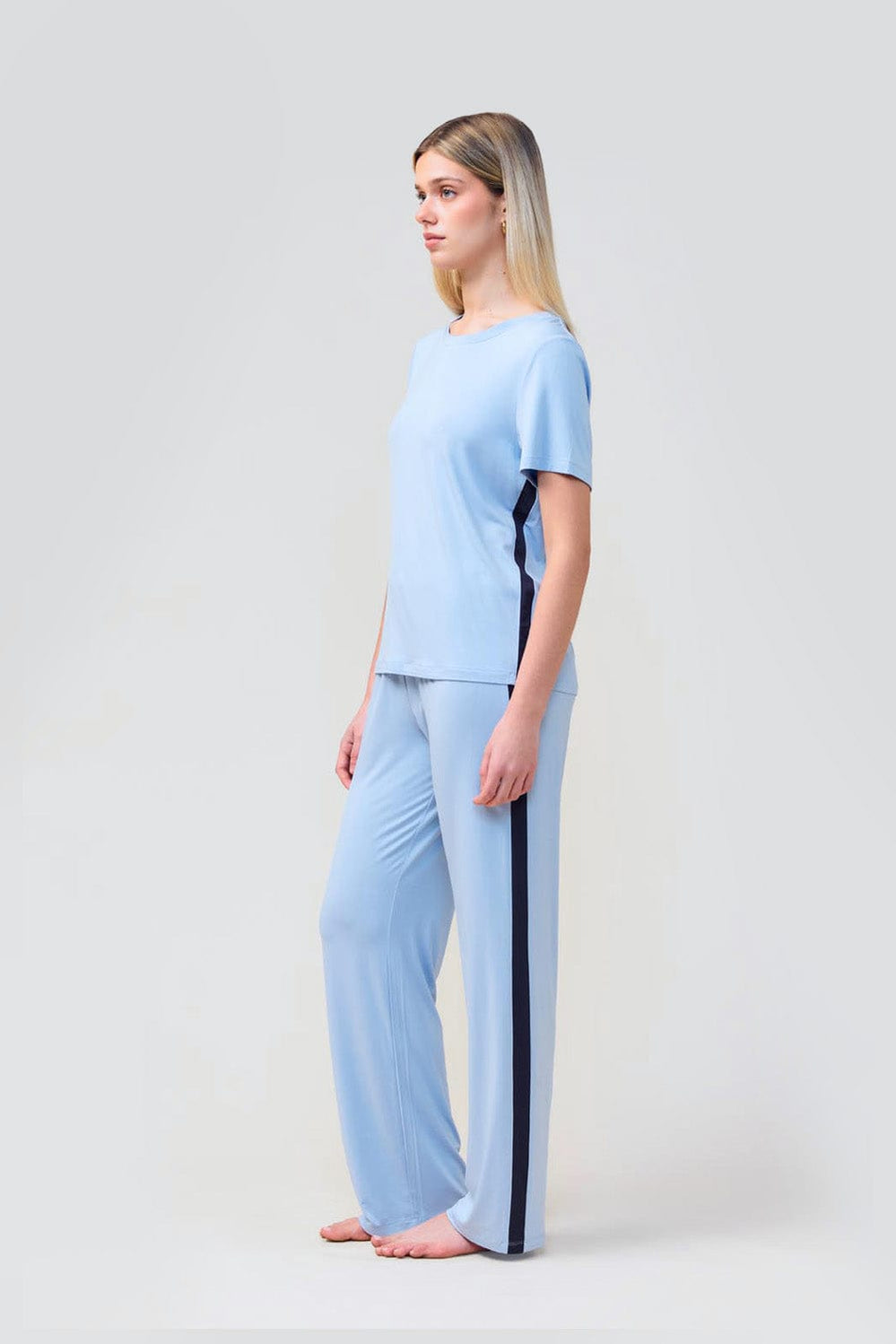 Inez Bamboo Pant With Stripe - Blue - image 3