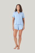 Joni Bamboo Short Set With Lace - Blue - image 1
