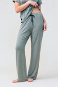 Inez Bamboo Pant With Stripe - Olive - image 1