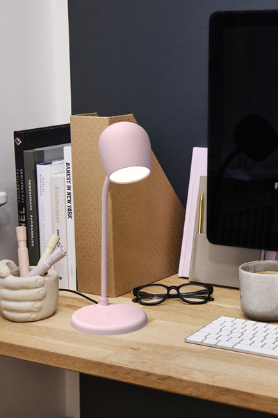 Ellie Smart Lamp With Bluetooth Speaker & Qi Wireless Charger - Dusty Rose - Pink - image 4