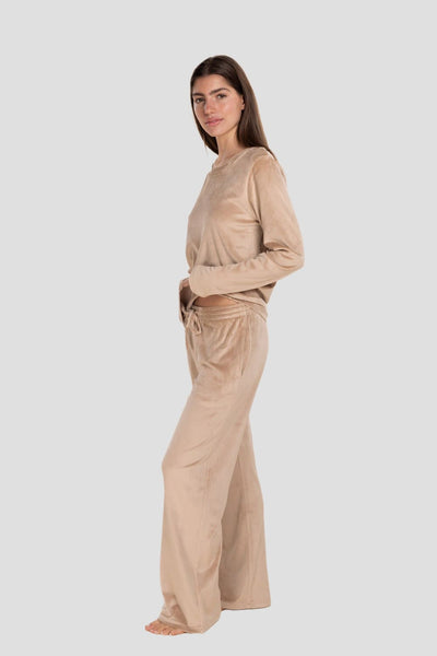 Thea Velour Long Lounge Set - Beige - image 3