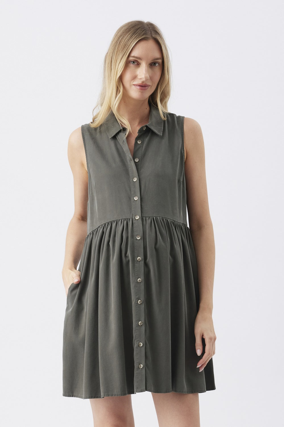 Chloe Tencel Dress - Olive - image 1