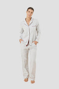 Octavia Cotton Stripe Pj Set - Ivory - image 1