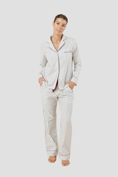 Octavia Cotton Stripe Pj Set - Ivory - image 1