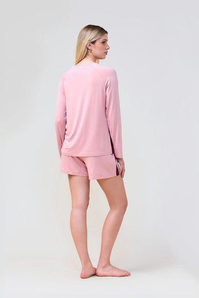 Solene Long Sleeve Top With Stripe - Pink - image 4