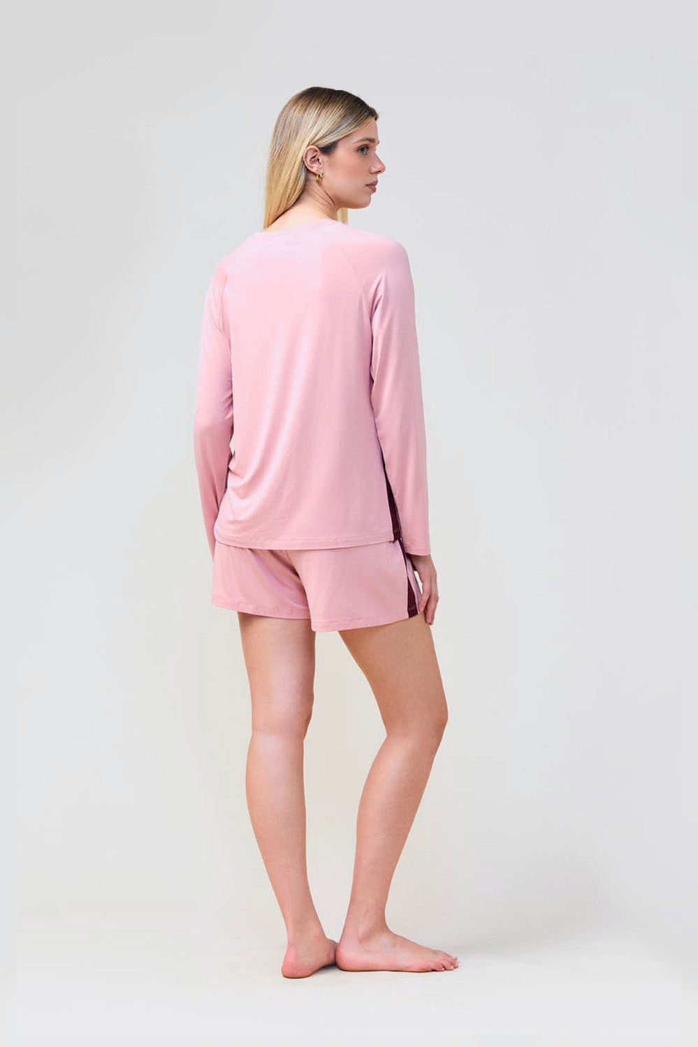 Solene Long Sleeve Top With Stripe - Pink - image 4