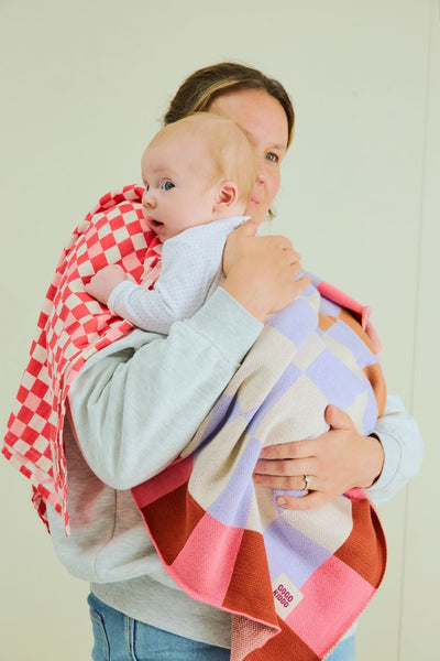 Cosy Baby Blanket - Check Berry - Berry - image 3