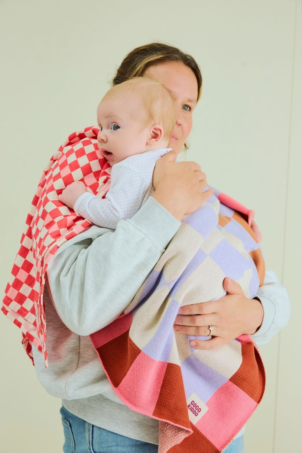 Cosy Baby Blanket - Check Berry - Berry - image 3