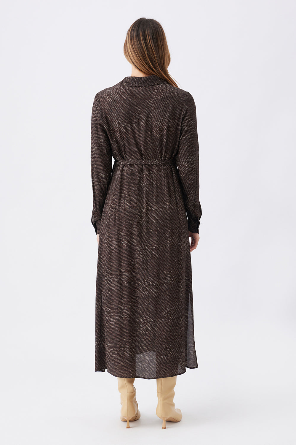 Helena Shirt Maternity Dress - Brown - image 4