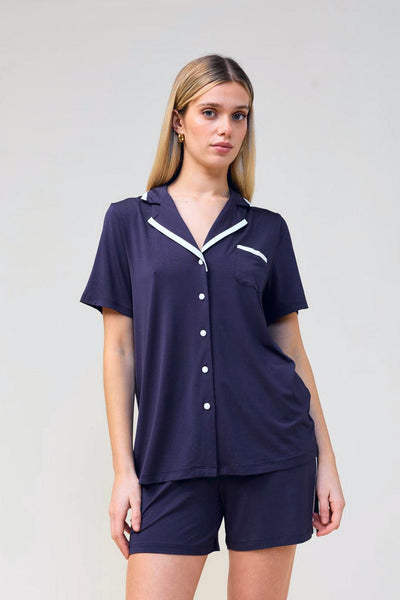 Allegra Short Bamboo Pj Set - Navy - image 2
