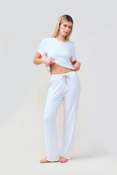 Inez Bamboo Pant With Stripe - Ecru - image 3