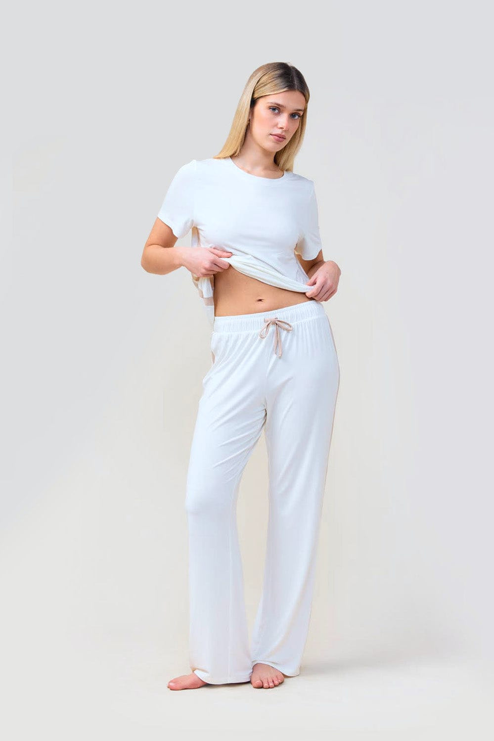 Inez Bamboo Pant With Stripe - Ecru - image 3