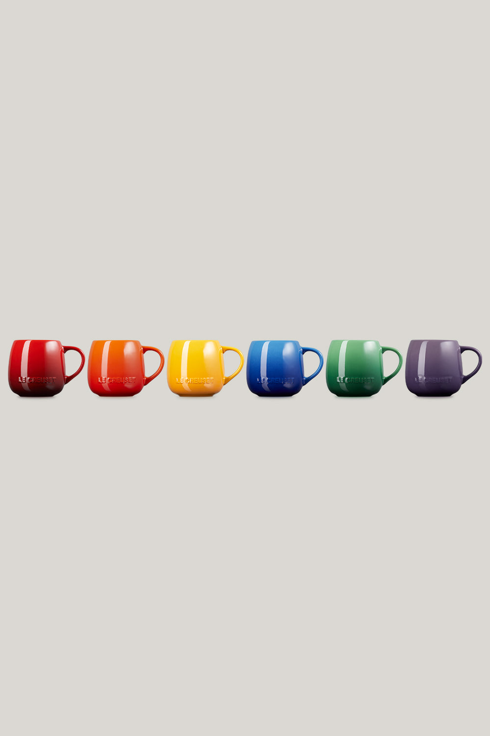 Stoneware Rainbow Set Of 6 Coupe Mugs 320ml - Rainbow - image 2