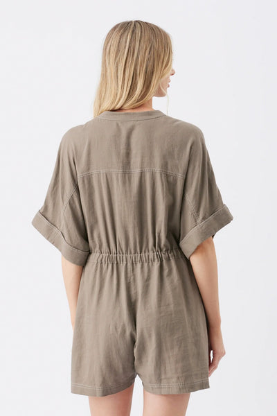 Toni Linen Playsuit - Olive - image 4