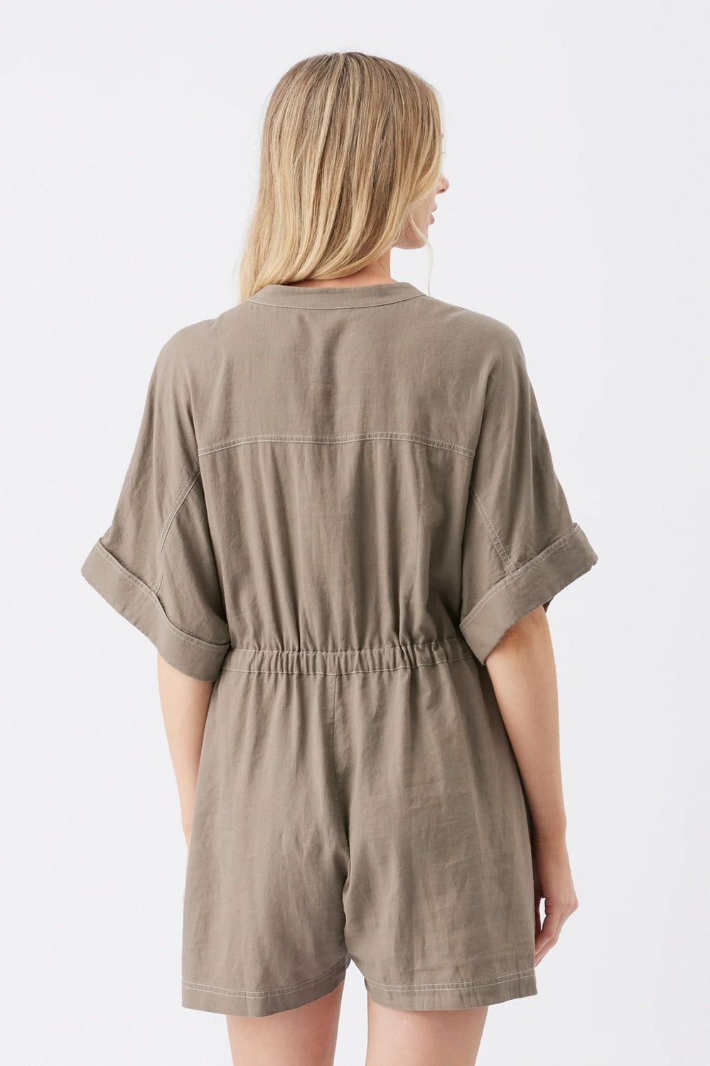 Toni Linen Playsuit - Olive - image 4