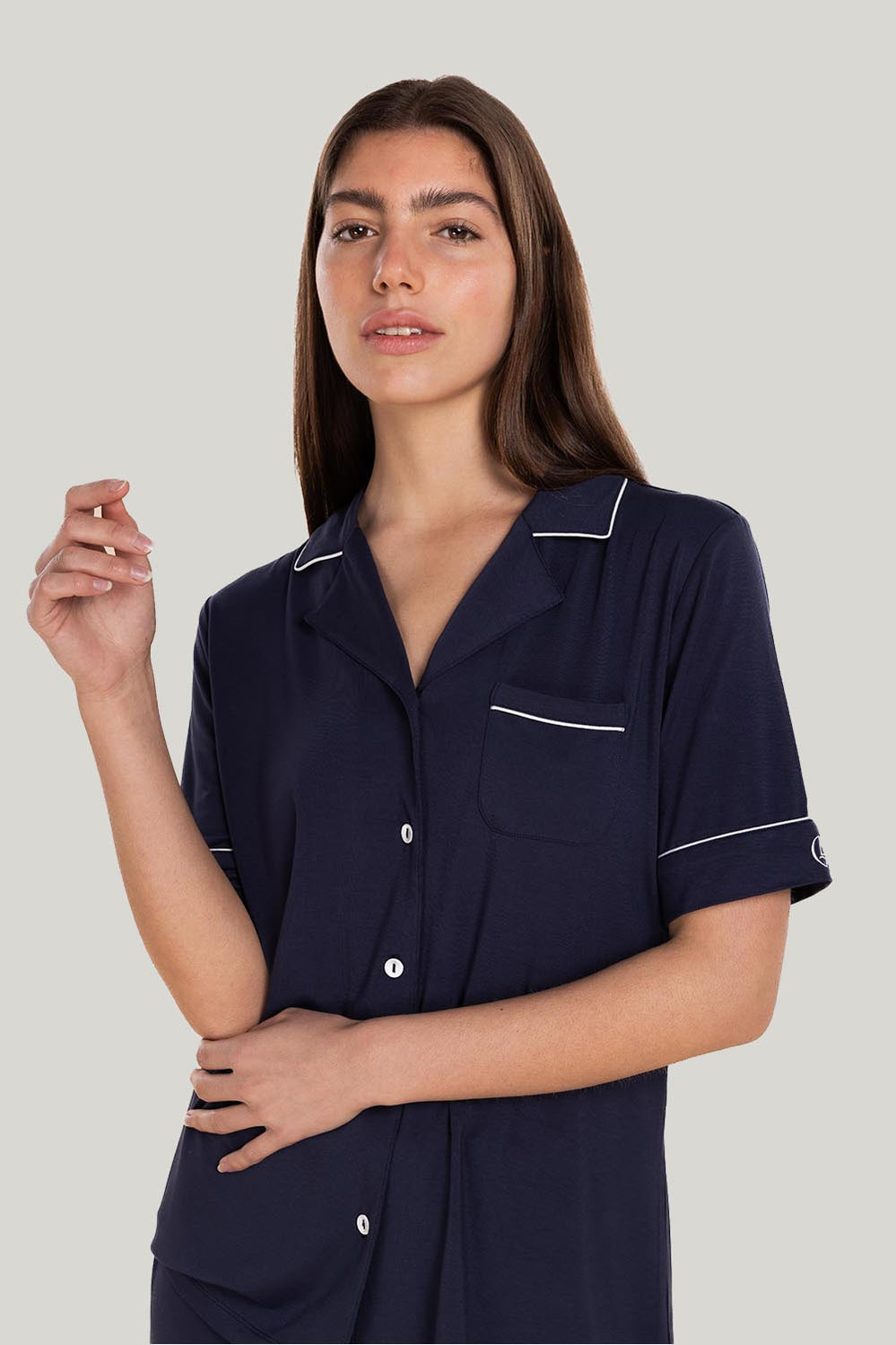 Sadie Bamboo Short Pj Set - Navy - image 4