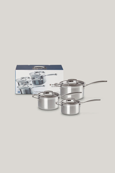 3ply Stainless Steel 3 Piece Saucepan Set - Stainless Steel - image 2