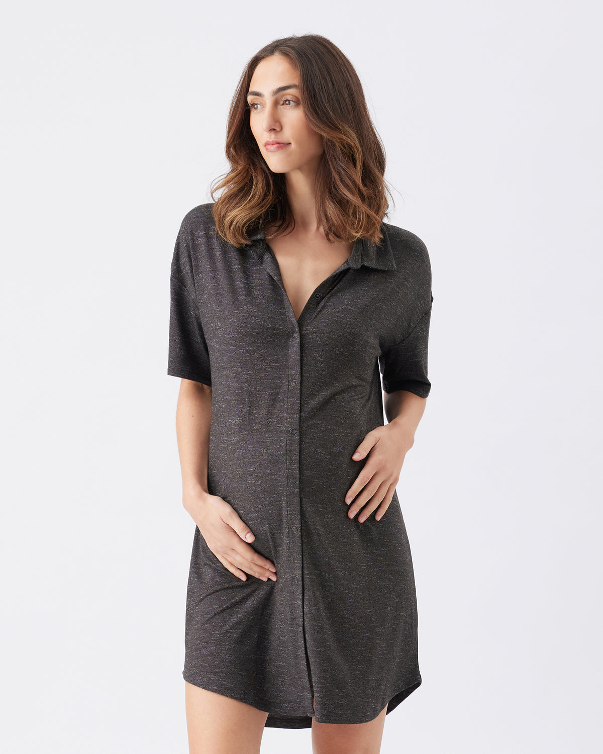 Dreamy Maternity Night Shirt - Charcoal - image 2