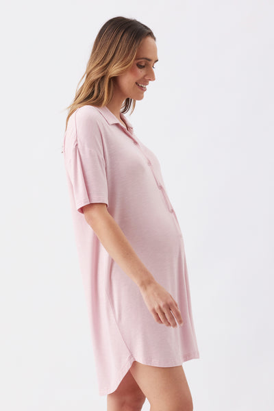 Dreamy Maternity Night Shirt - Pink - image 4