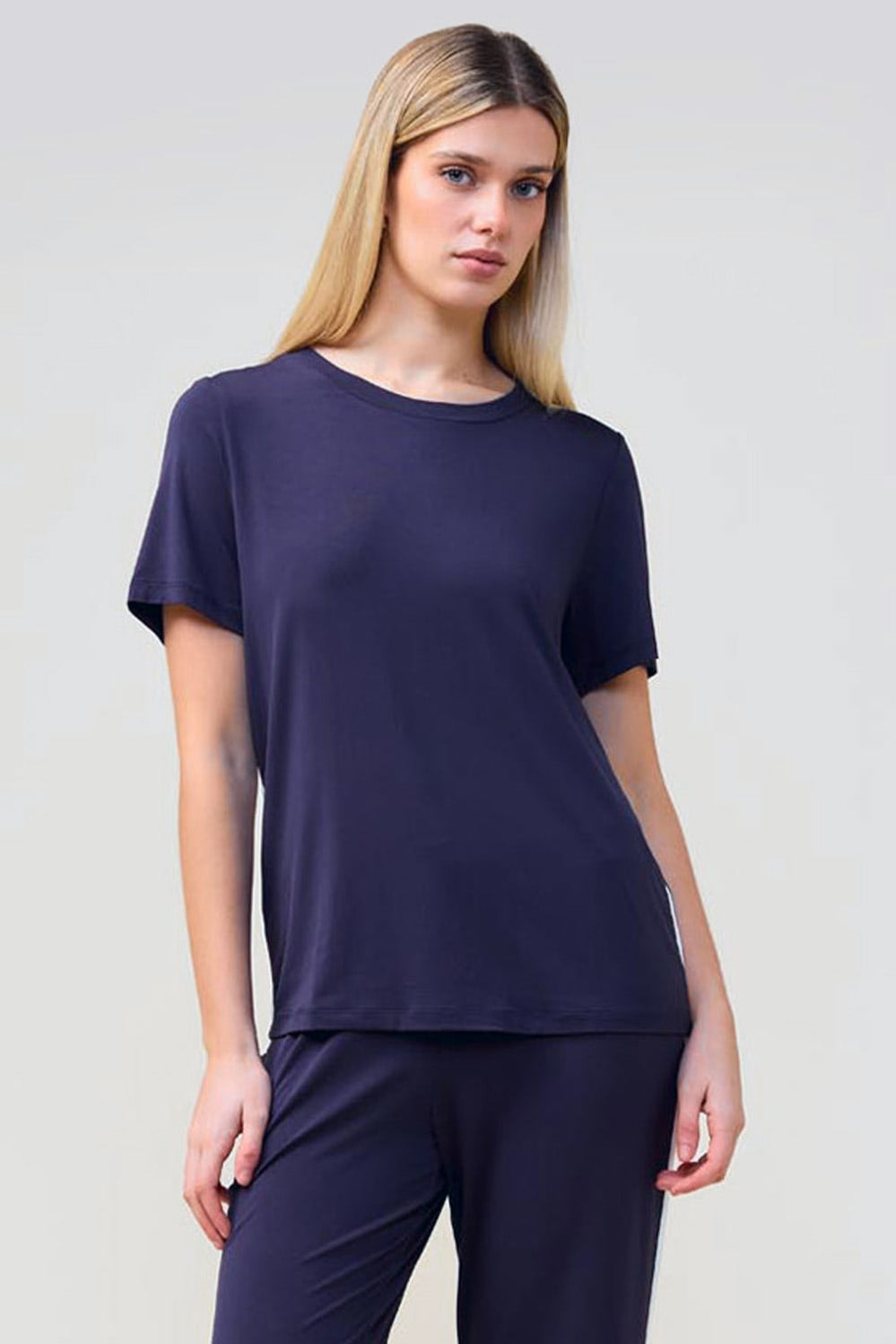 Bronte Bamboo Tshirt With Stripe - Navy - image 1