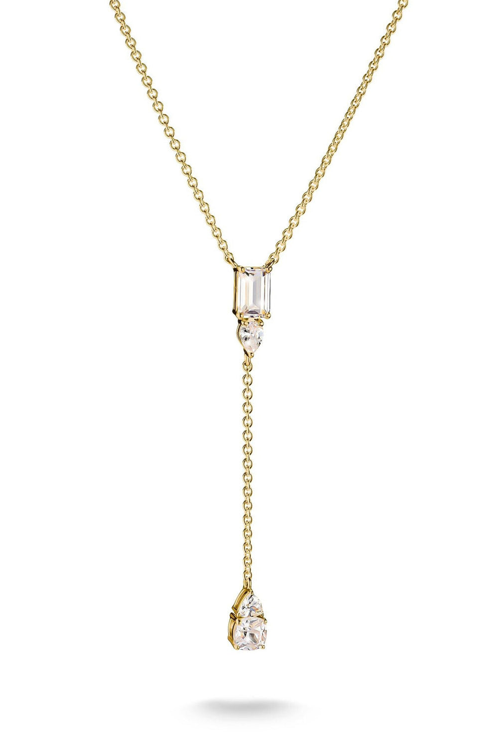 Bold Y Chain With Stones In Gold - Gold - image 1