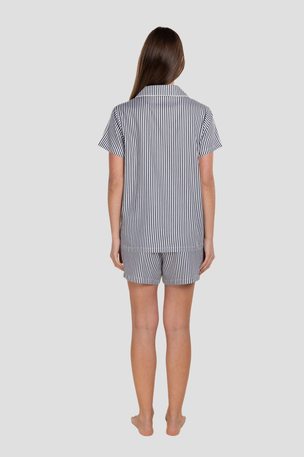 Camilla Cotton Short Pj Set - Navy Pinstripe - image 4