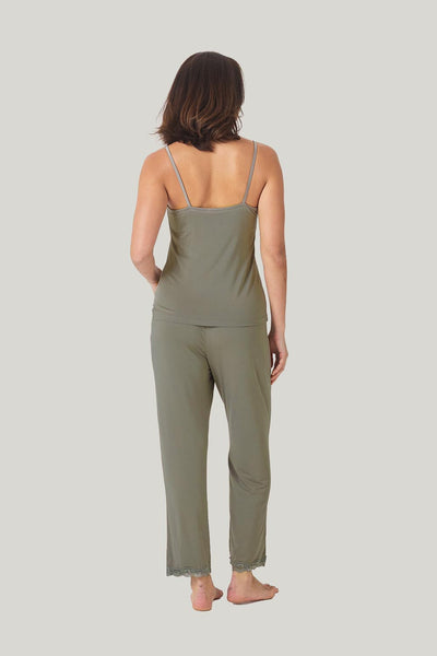 Britt Bamboo Lace Cami Long Pj - Olive - image 3