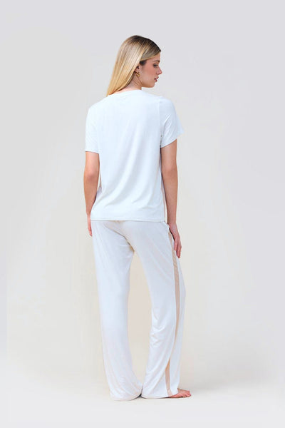 Bronte Bamboo Tshirt With Stripe - Ecru - image 3