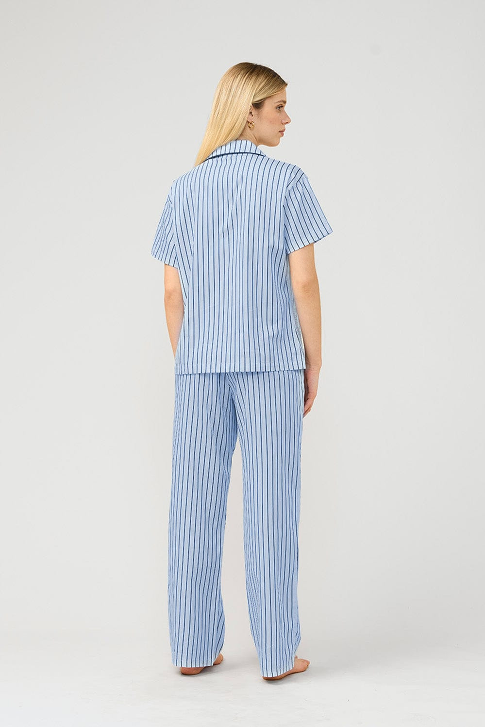 Lisa Stripe Long Pant Pj Set - Blue - image 3